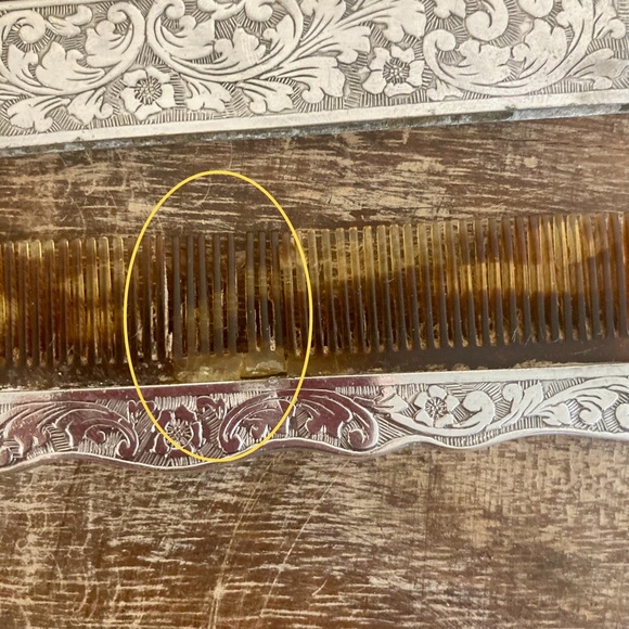 Antique Silver Plated Gold Engraved Comb Box Made in Denmark Flower Pattern - Picture 6 of 14